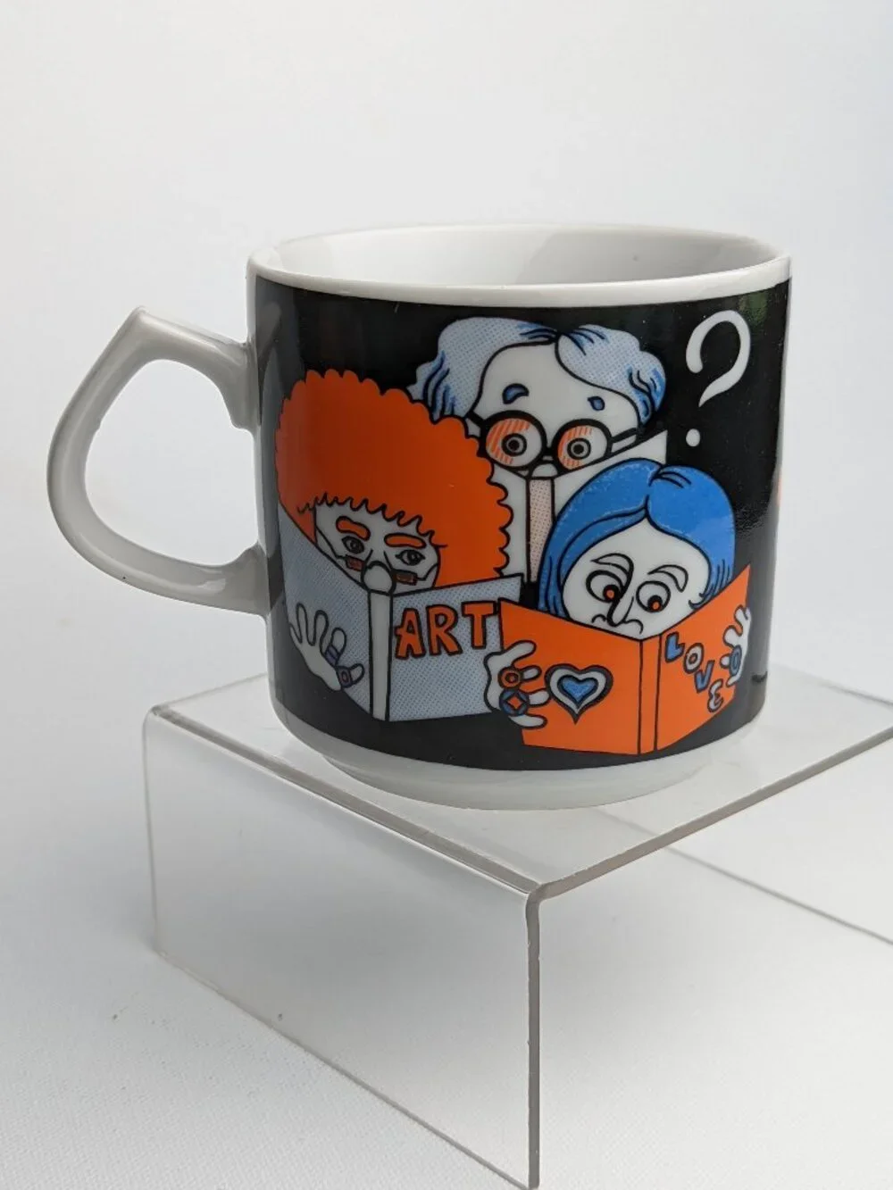 Vintage Pop Art Japan Mug Books Art Love Philosophy R6797 POP POP Orange Blue
